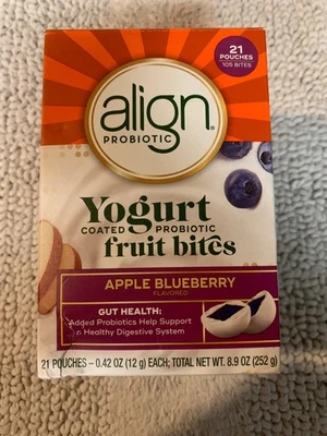 Align Probiotic Yogurt Coated Fruit Bites Apple Blueberry 21 Pouches Exp 3/2026 - Image 1 of 4
