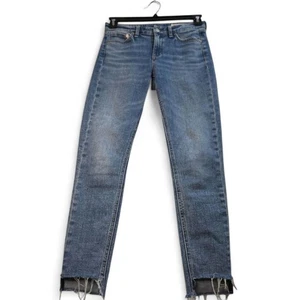 Rag & Bone Cate Skinny Jeans Ankle Size 25 Medium Wash Mid Rise Frayed Hem Logo - Picture 1 of 7