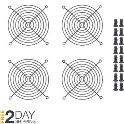 Protector de parrilla cuadrado a base de ventilador de 120 mm 4 piezas negro con tornillos parrillas de dedo estándar Foto 1 de 4