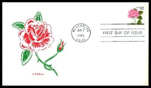 1995 Red Rose booklet 32c Sc 2492a FDC Brad's Cachet Chirico raised ink (23 - Picture 1 of 1