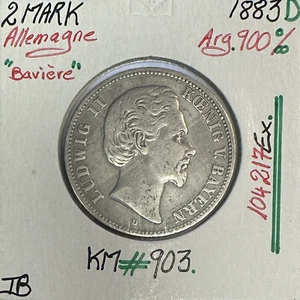 ALLEMAGNE BAVIERE - 2 MARK 1833D - Pièce de Monnaie en Argent // Qualité : TB - Foto 1 di 2