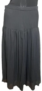 Womens Maxi Skirt Size 12 Black Pleated Midi Maxi Tiered Smart Casual Work BNWT - Picture 1 of 12
