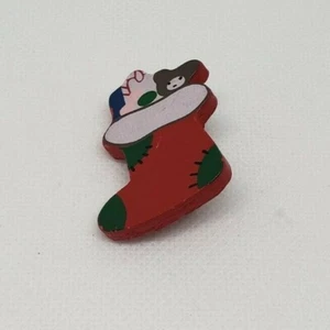 Women's Christmas Holiday Stocking Brooch Pin Toys Red Green Fashion Jewelry - Picture 1 of 5