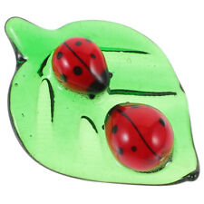 Glass Insect Craft Green Leaf & Ladybug Decoration for Home & Office
