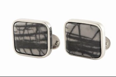 Picasso Jasper cufflinks in sterling silver by alan k. thau - Image 1 of 2