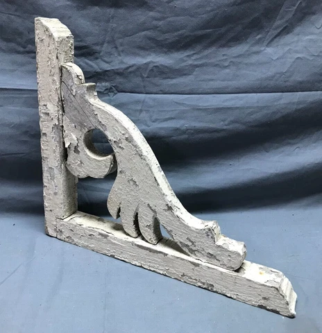 Single VTG Shabby White Wood Gingerbread Corbel Porch Bracket Chic Old 470-23B Cover