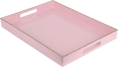 Large Pink Sturdy Acrylic Serving Tray with Handles 18.9"x13.8" Home Décor (1A) - Image 1 of 4