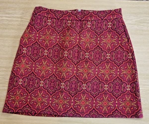 Sportsgirl Burgundy Patterned Back Zip Mini Skirt Womens Size S - Picture 1 of 9