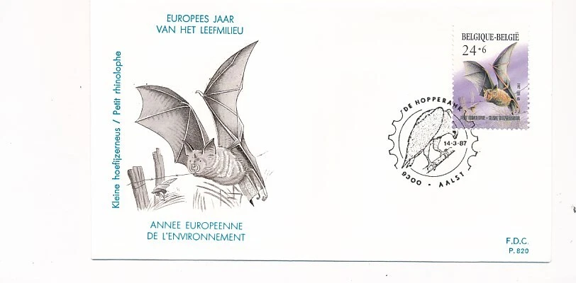 D73435 Belgium FDC P.820 European Environment Year Bats Aalst - Image 1 of 1