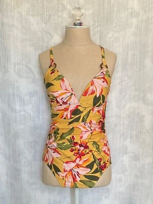Traje de baño floral de alta cobertura anillo tortuga Kona Sol para mujer talla M Foto 1 de 4