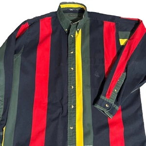 Vintage Nautica Shirt Mens Large Shirt Color Block Striped 90s Bright Colors - Picture 1 of 7