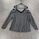 Maurices Sweater Womens 2 Grey Cold Shoulder Long Sleeve Pullover Lace Ladies