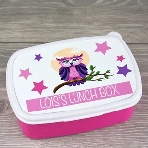 Personalised Children's Owl Lunch Box Any Name Back To School - Picture 1 of 7