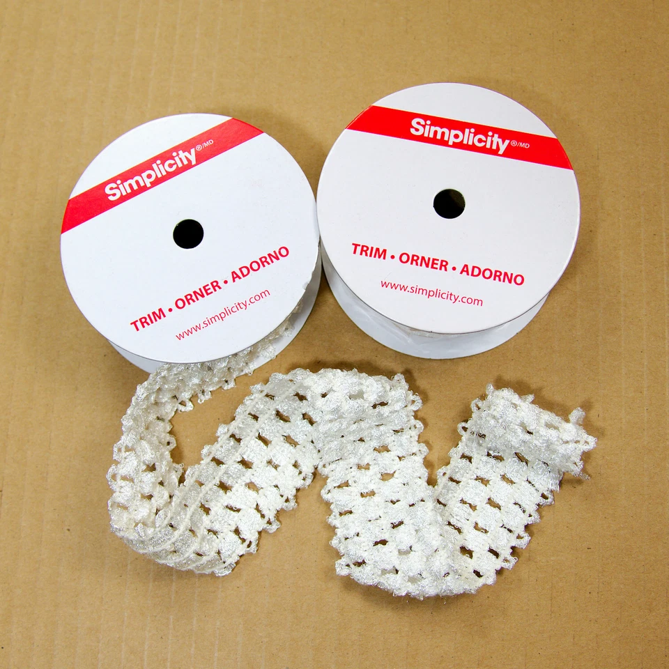 Simplicity White Knit Elastic Stretch Ribbon 1.5" Headband Mesh Trim Spools 2pk - Image 1 of 4