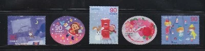 JAPAN 2012 WINTER GREETINGS 90 YEN COMP. SET OF 5 STAMPS IN FINE USED CONDITION - Image 1 of 4