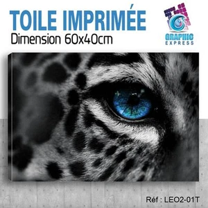60x40cm -TOILE IMPRIMÉE - TABLEAU POSTER DECO - LEOPARD SAVANE FELIN - LEO2-01T - Foto 1 di 1