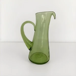 Grünglas Krug Karaffe MCM Vintage handgeblasen Lg Pontil 7,5"H Top Zustand - Bild 1 von 7