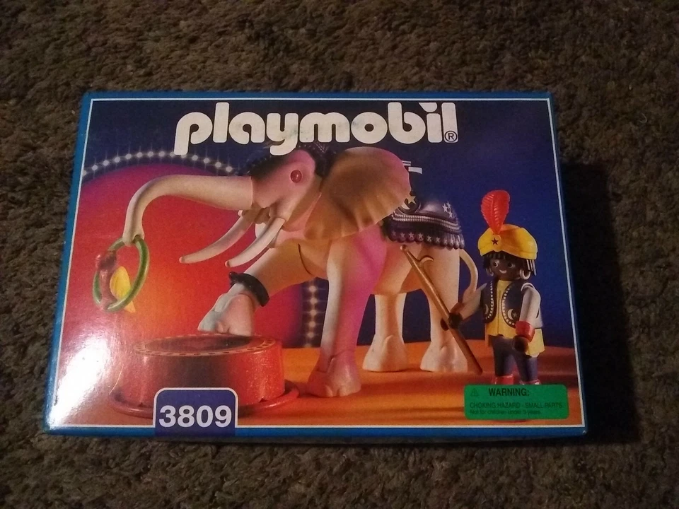 RARE PLAYMOBIL 1995 Circus Elephant and Trainer 3809