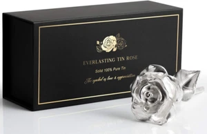 Tin Rose 10th Anniversary Gift - Pure Casted Tin Rose for Wife or Couple - Picture 1 of 7