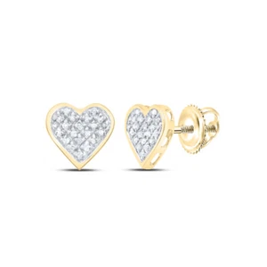 Yellow-tone Sterling Silver Womens Diamond Hear Love Cluster Earrings 1/10 ctw - Picture 1 of 1