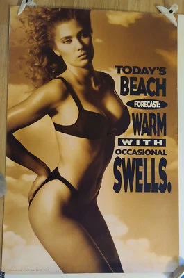 Vintage "Beach Forecast" Pinup Mancave Poster 23 x 35 - Image 1 of 2