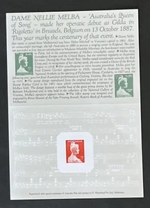 Tarjeta réplica 1987 Nº9 1961 CENTENARIO NACIMIENTO DAMA NELLIE MELBA SELLO PRE-DECIMAL - Imagen 1 de 2