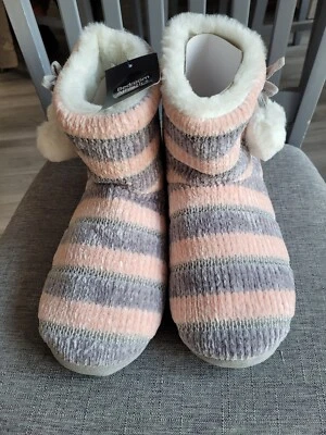 Botas de atletismo dormitorio Kylie Chenille tejidas - rosa/gris - M (Reino Unido 5/6) Foto 1 de 4