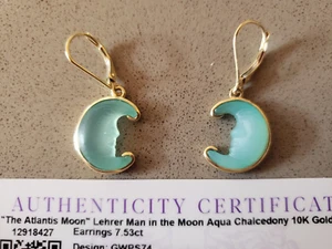 The Atlantis Moon Lehrer Man in the Moon 9kt gold earrings - Picture 1 of 6