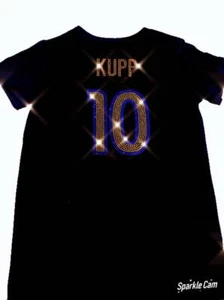 Womens LA Rams Cooper Kupp Crystal Bling Sparkle Jersey Top - Picture 1 of 5