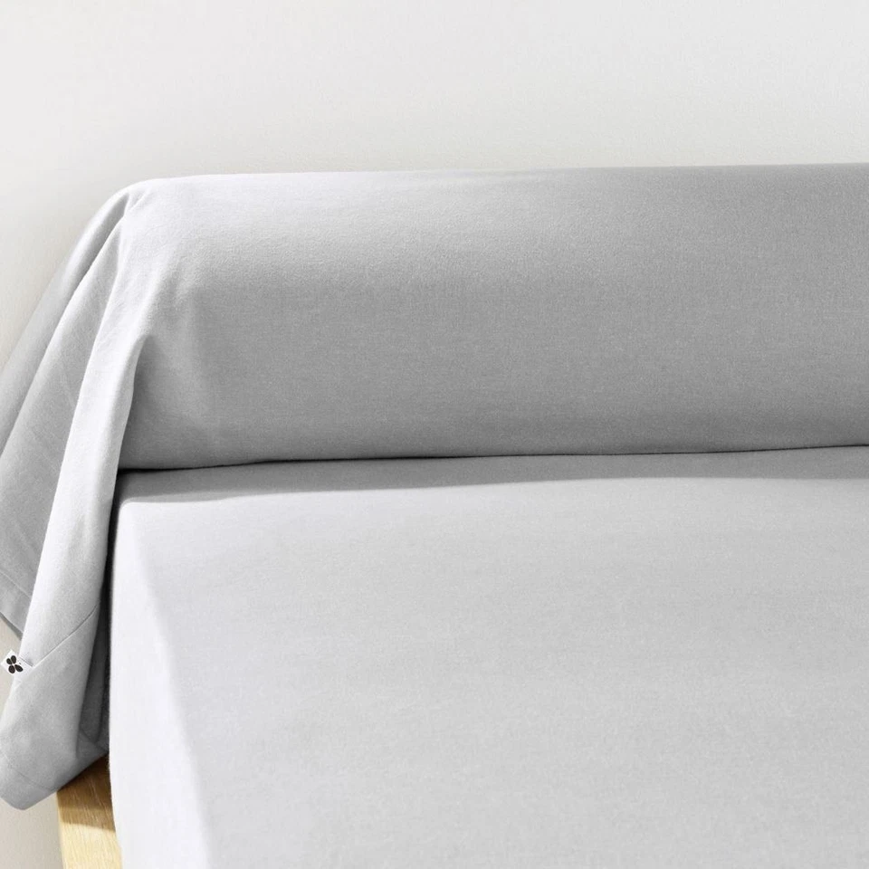 Taie de Traversin 85x185 cm Flanelle de Coton Candice Brume - Photo 1/1