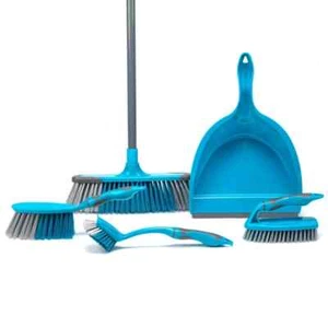 5-PIECE DELUXE KITCHEN HOUSE CLEANING SET BROOM DUSTPAN BRUSHS - Picture 1 of 4