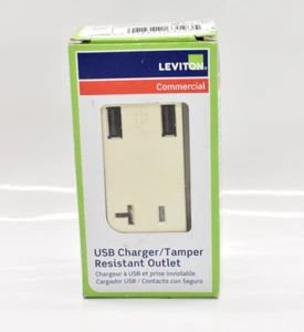 Leviton kommerzielles USB-Ladegerät manipulationssichere Steckdose T5830-T - Bild 1 von 6