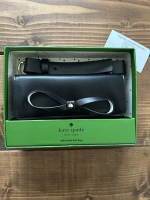 Kate Spade Black Bow Belt Bag Adjustable Leather NWT S/M FREE SHIPPING - Image 1 of 4