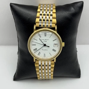 Jean Renet Carleton Uhr Vintage Bicolor Armband Quarz Datum Zifferblatt Swiss 33mm - Bild 1 von 14