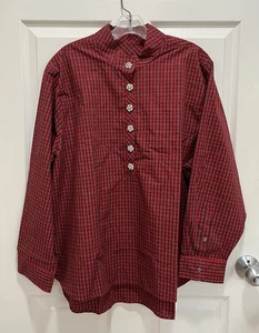 J CREW Popover-Tunika mit Schmucksteinen und Knöpfen rot kariert Damengröße 20 neu mit Etikett - Bild 1 von 11