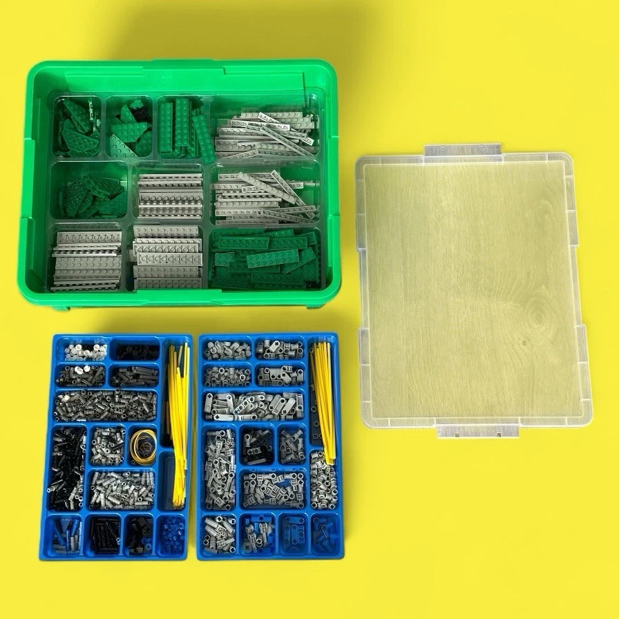 Lot of Assorted LEGO Dacta Technic Parts Mix of Pins, Axles, Plates, Wedge w/Bin - Image 1 of 4