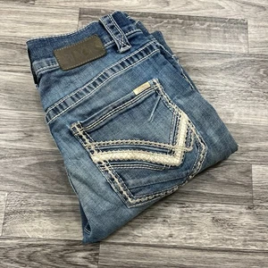 BUCKLE BLACK Bootleg Fit No.3 Mid Rise Black Denim Distressed Jeans Men's 30 R - Picture 1 of 12