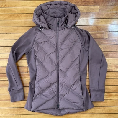 Chaqueta Acolchada Athleta Inlet Down Ciruela Atletismo Calce Ajustado Con Capucha Mujer Talla L Foto 1 de 4