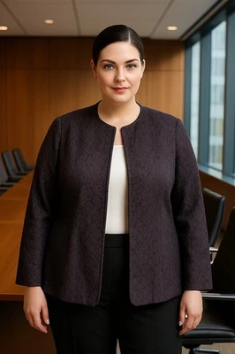 Chaqueta Blazer Avenue Mujer Frente Abierto 26-28 4X Púrpura Plus Texturizada Trabajo Oficina Foto 1 de 4