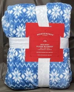 Wondershop Weihnachten Urlaub Plüschdecke blau Schneeflocken Zwilling XL 66” x 90” - Bild 1 von 4