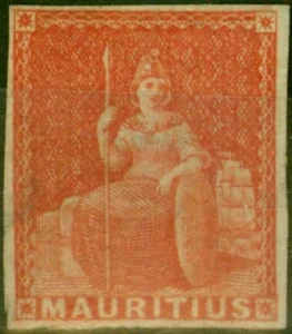 Mauritius 1858 (6d) Vermilion SG28 Fine Unused (2) - Picture 1 of 1