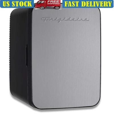 Compact Stainless Steel Mini Fridge Snacks Drinks Skincare Retro Design 12V New - Image 1 of 4