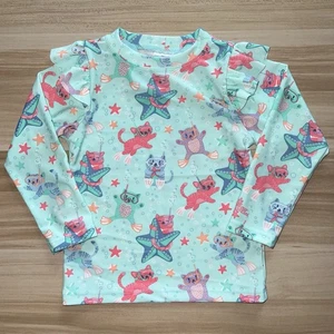 UV SKINZ UPF 50+ Girls 4T CATS Rash Guard Blue Long Sleeve Swim Beach NEW - Picture 1 of 8