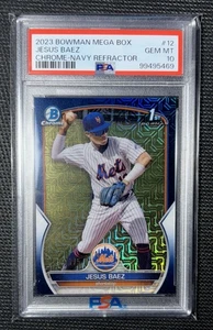 2023 Bowman Mega Box Jesus Báez 1st Navy Refractor /175 #BCP-12 Psa 10 - Picture 1 of 2