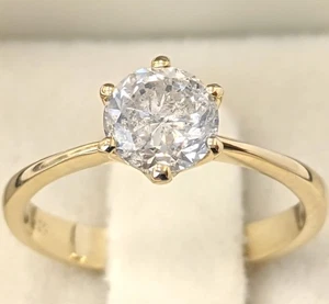 1.01 Carat Natural Diamond 14K Yellow Gold Solitaire Ring ,Size L 1/2,IGI certif - Picture 1 of 15