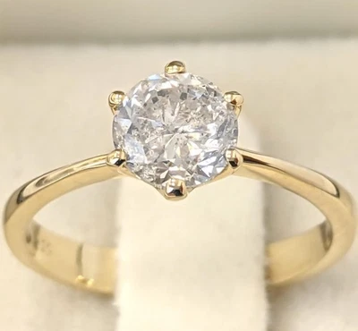 1.01 Carat Natural Diamond 14K Yellow Gold Solitaire Ring ,Size L 1/2,IGI certif - Image 1 of 4