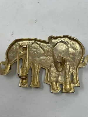 "Hebilla de cinturón de elefante de latón tono dorado vintage Julius Resnick JR diseñador de 4,5""" Foto 1 de 3