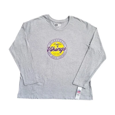 NFL Team Apparel Minnesota Vikings Long Sleeve TShirt Women's 1X Gray Cotton NEW - Image 1 of 4
