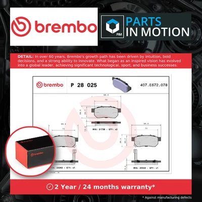 Brake Pads Set fits HONDA JAZZ 1.3 Rear 2002 on With ABS Brembo 06430SAAE50 New - Image 1 of 4