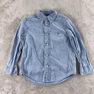 Ralph Lauren Denim Shirt Boys Size 5 Blue Long Sleeve Button Casual - Image 1 of 4